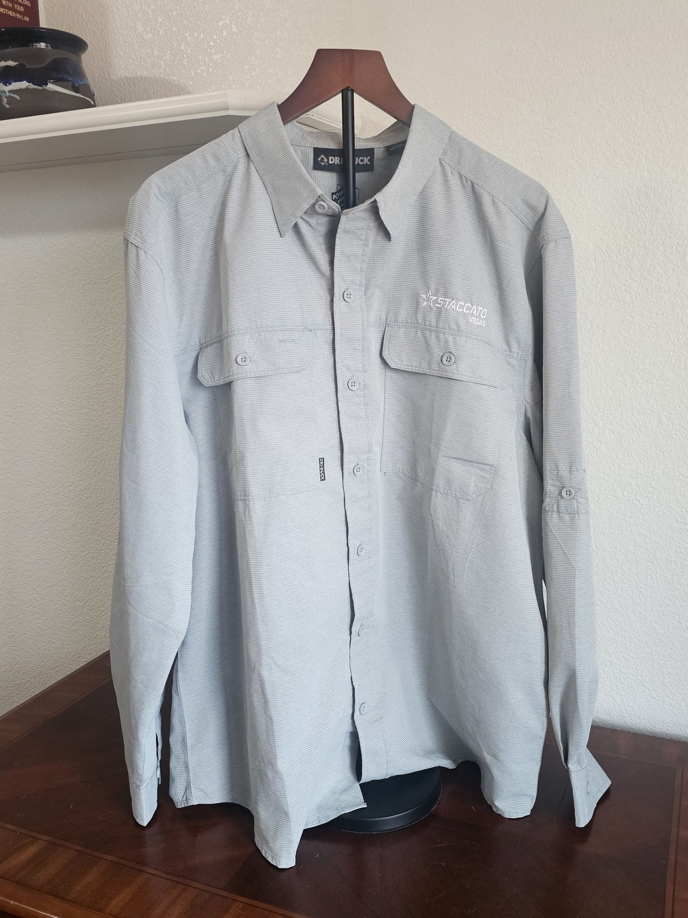Dri Duck Power Move Sun Protection Fishing Shirt, Men's Large Gray Staccato Logo